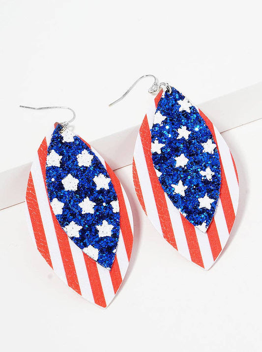 Patriotic Glitter Drop Earrings