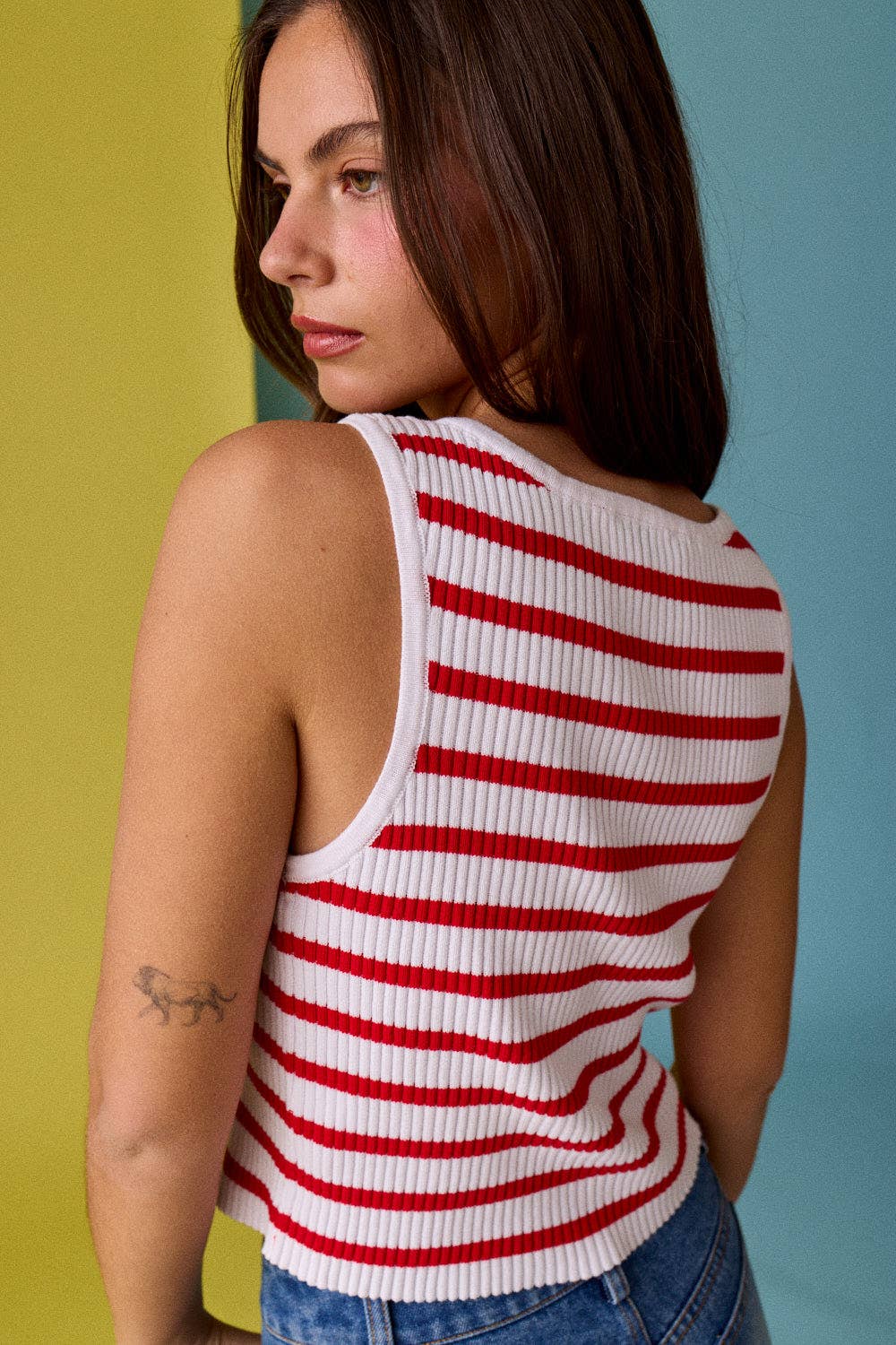 Striped Button Tank