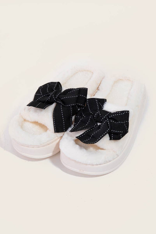 Open Toe Bow Slippers