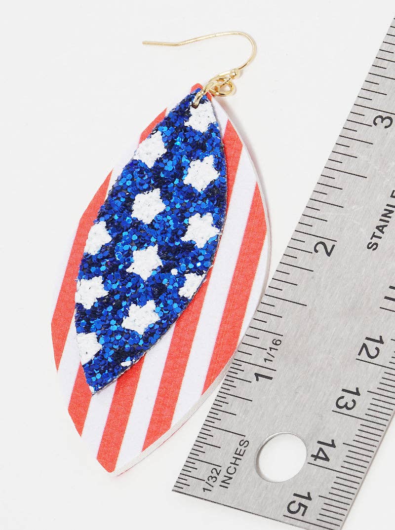 Patriotic Glitter Drop Earrings