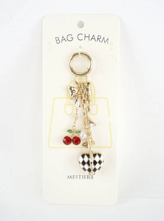 Bow Cherry Checkered Charm