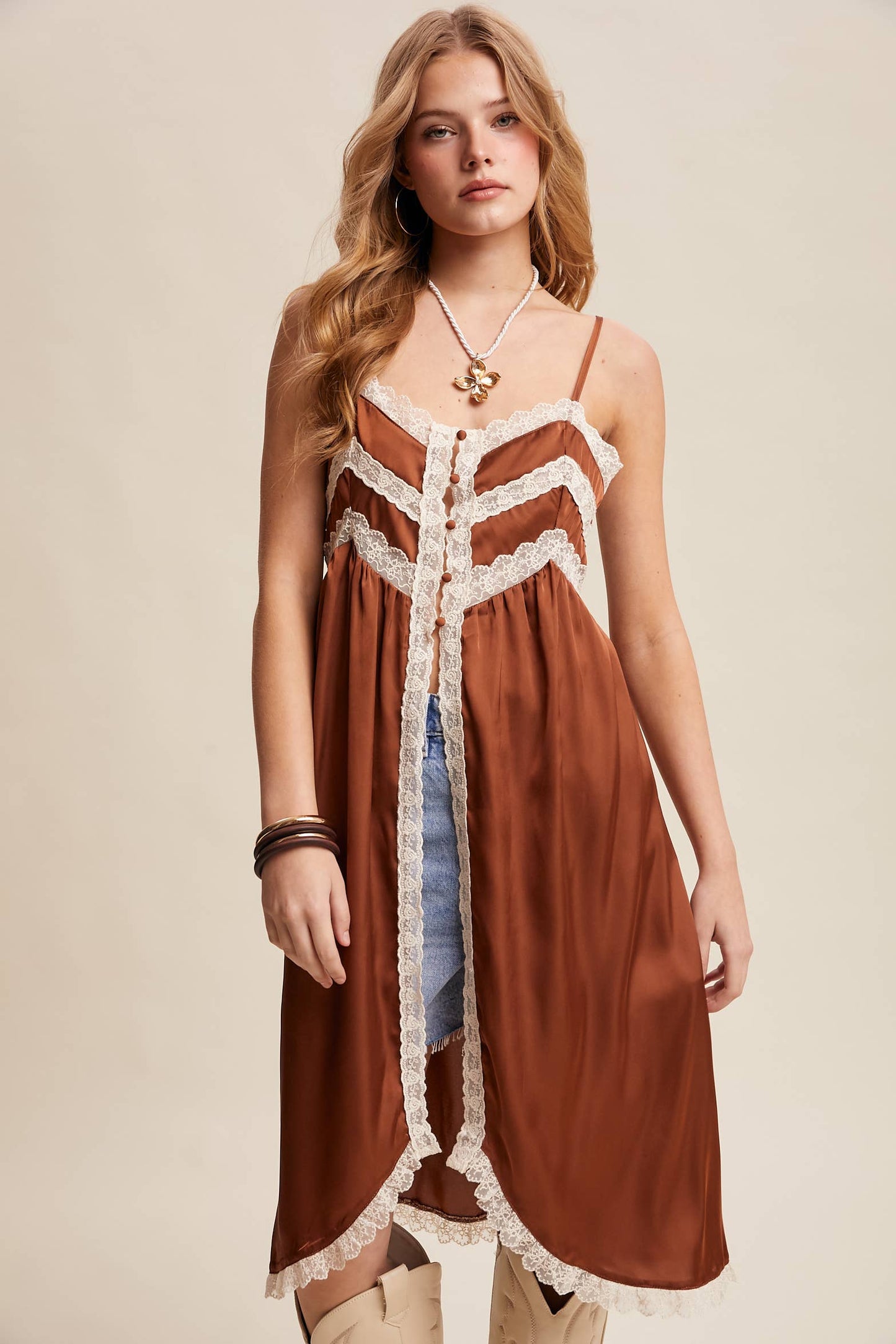 Lace Trim Maxi Top