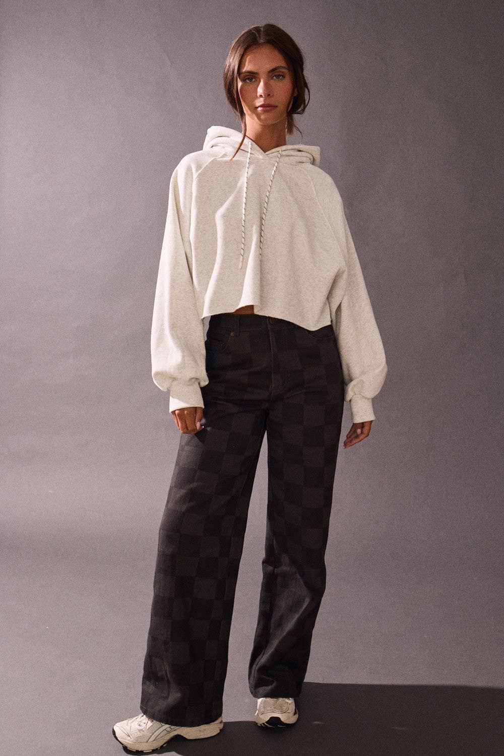 Cropped Raw Hem Hoodie