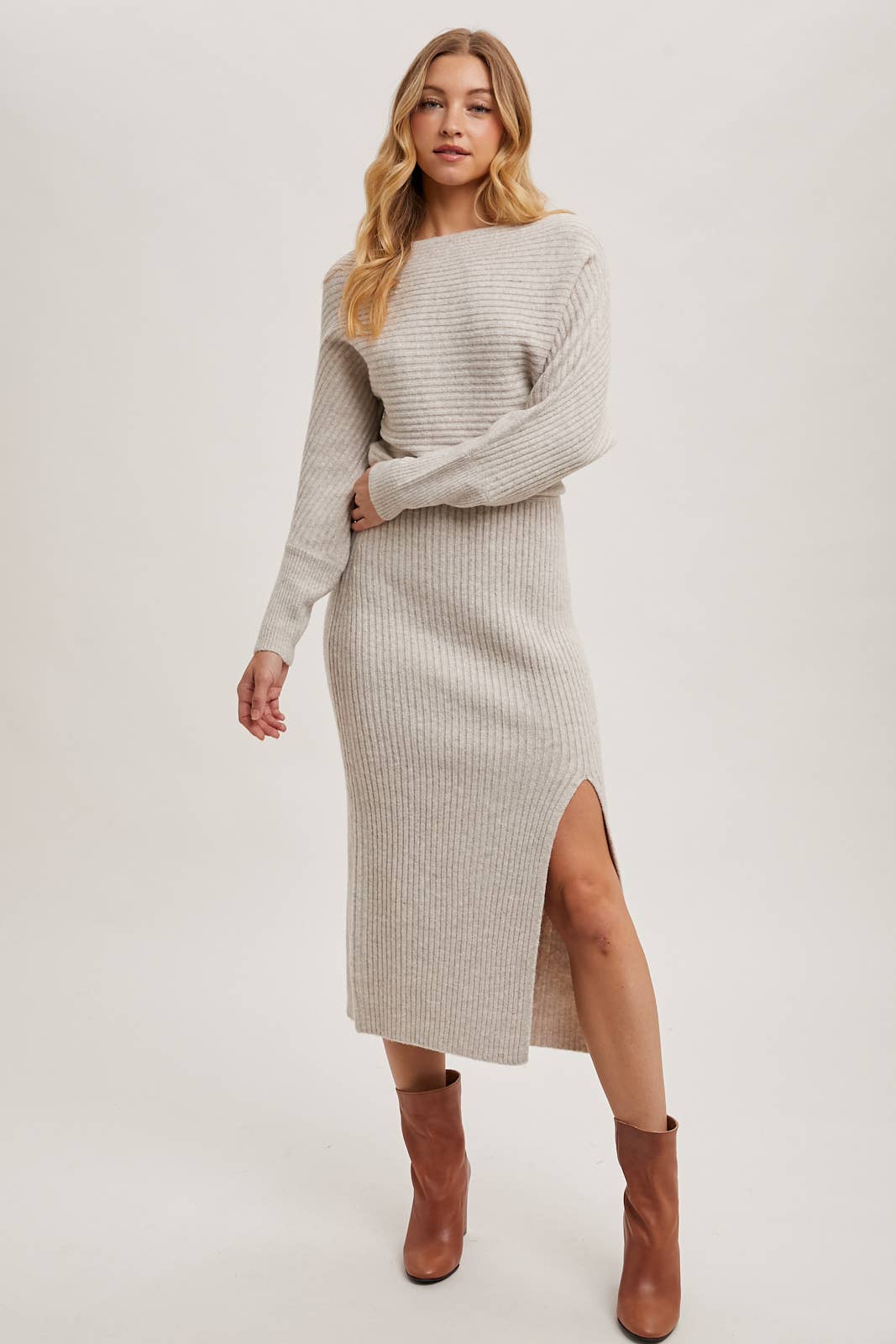 Side Slit Sweater Dress
