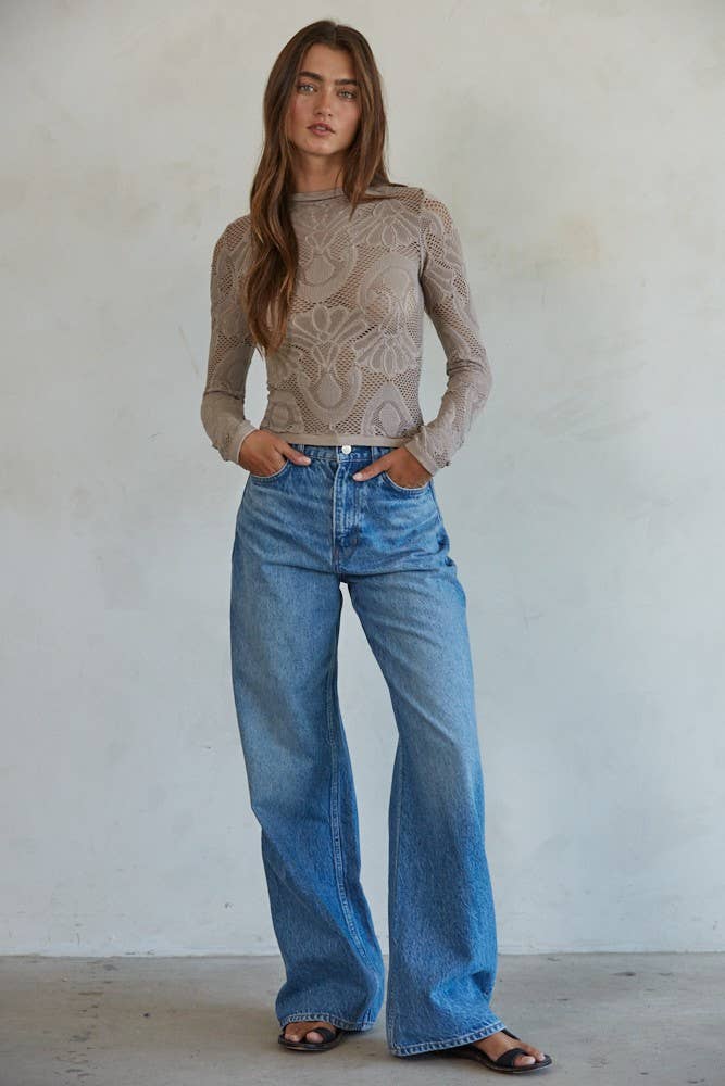 Jacquard Long Sleeve Top