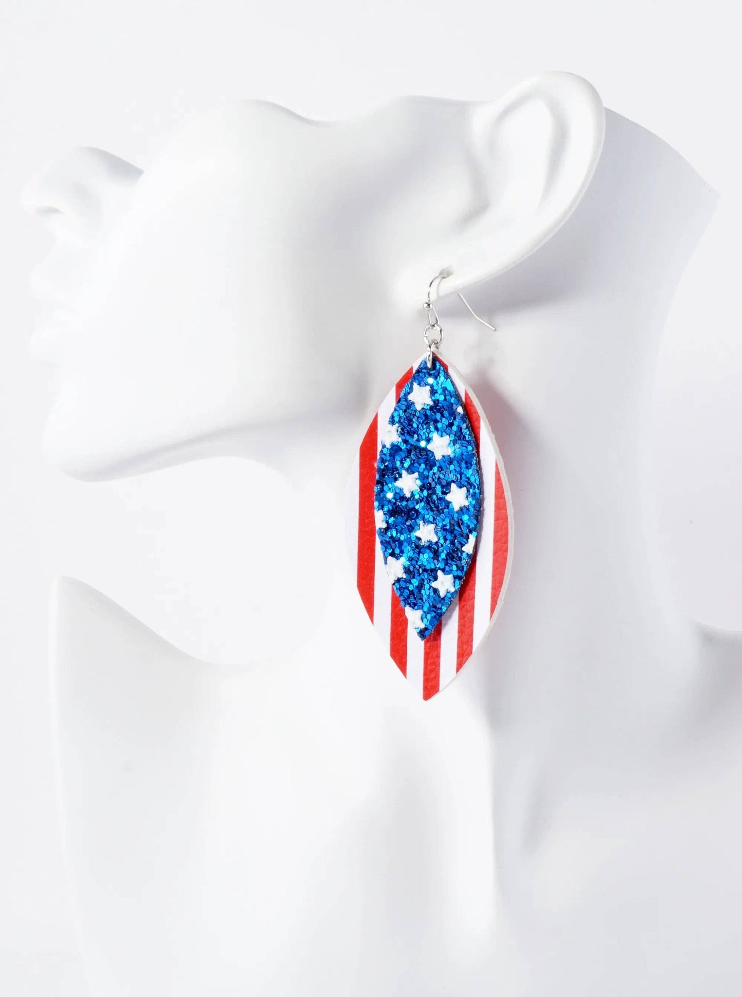 Patriotic Glitter Drop Earrings