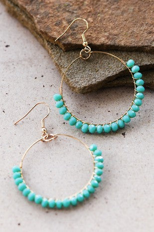 Turquoise Beaded Circle Earrings