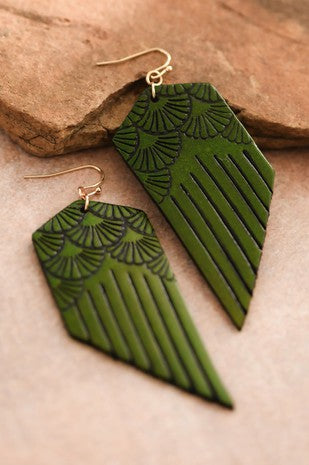 Green Leather Earrings