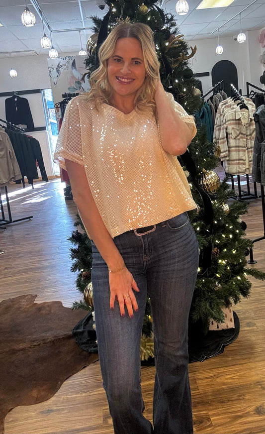 Sequin Knit Tee