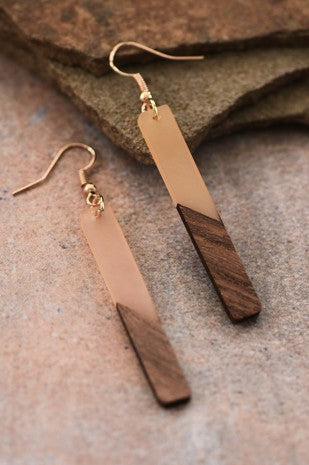 Resin Wooden Bar Earrings