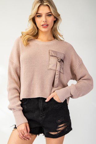 SATIN POCKET SWEATER