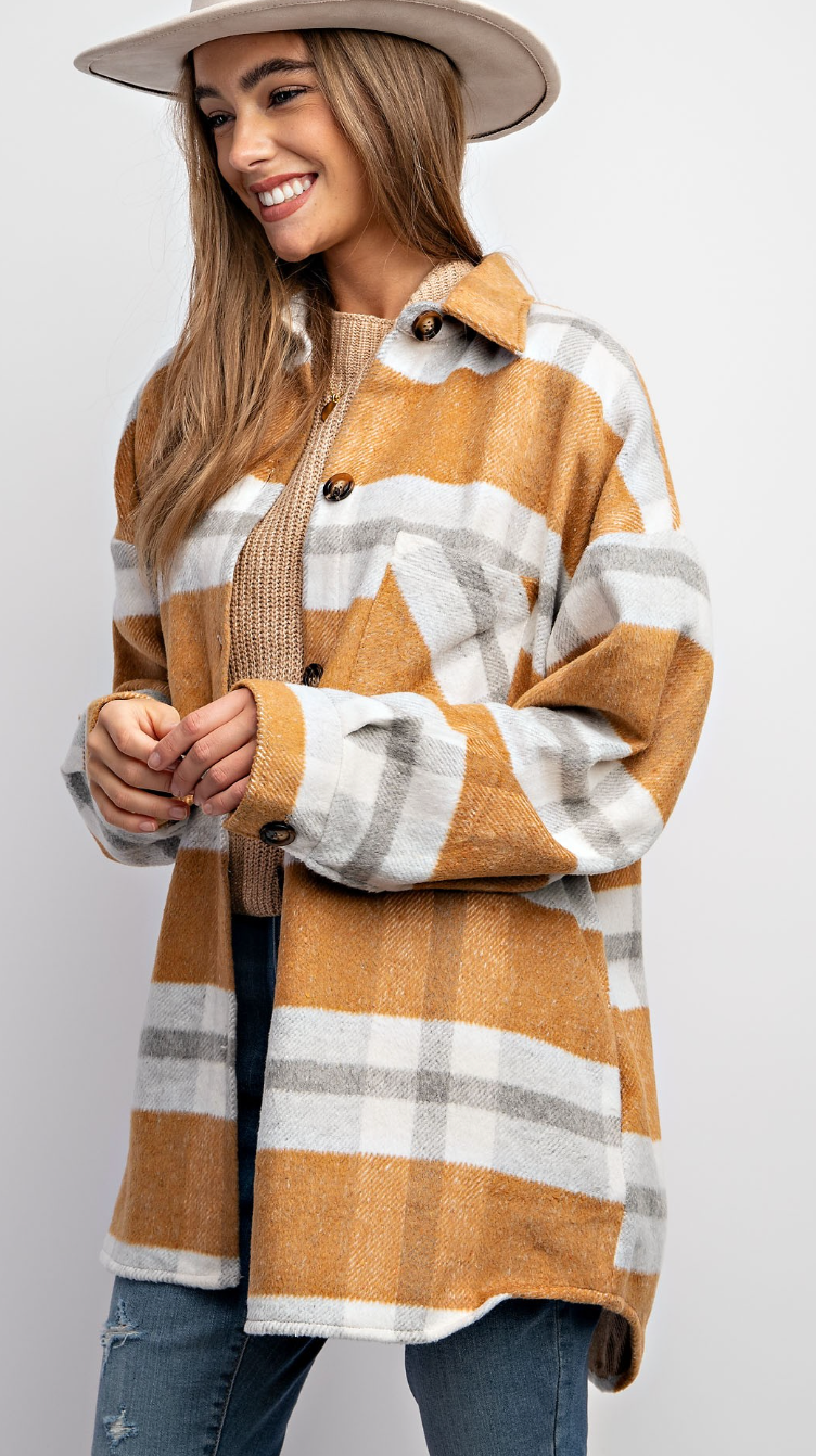 Long Plaid Flannel Shacket