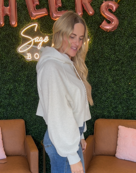 Cropped Raw Hem Hoodie