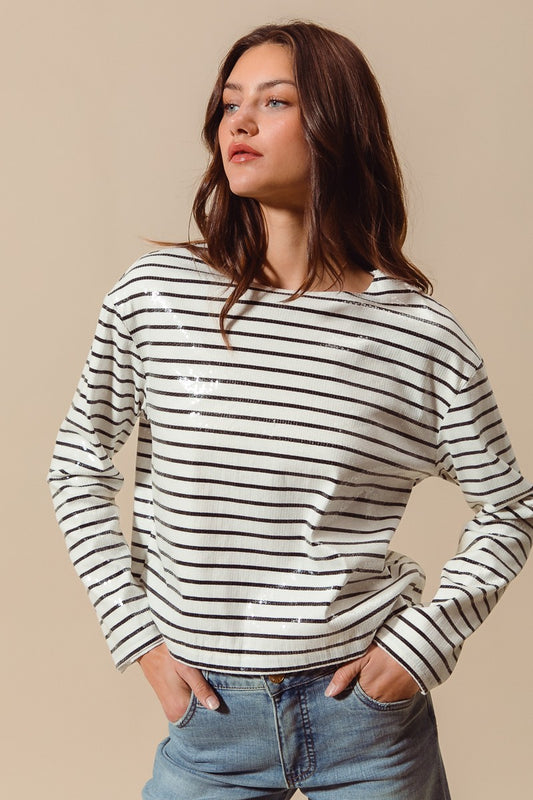 SEQUINS STRIPE TOP