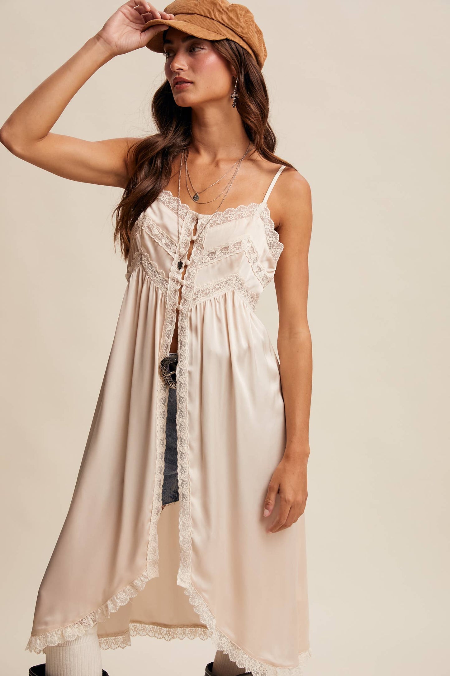 Lace Trim Maxi Top
