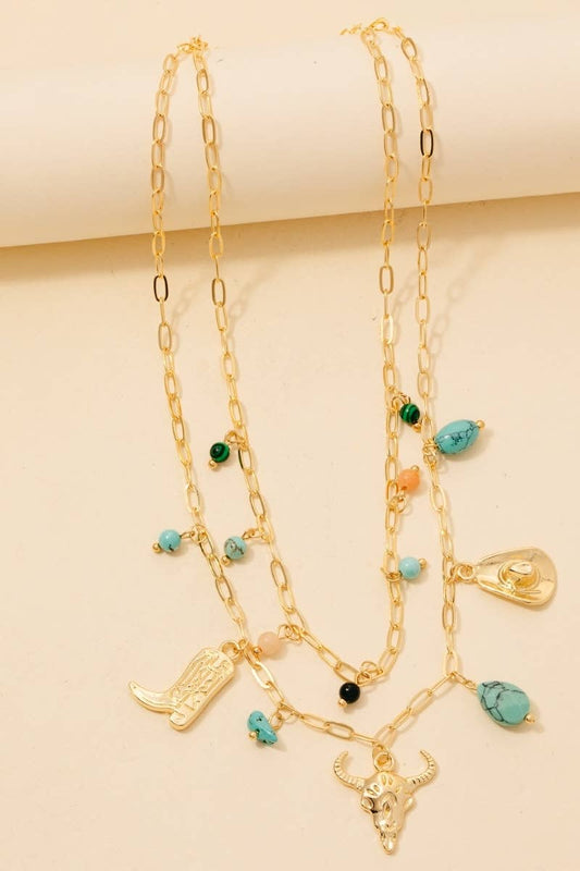 Turquoise And Western Charm Necklace