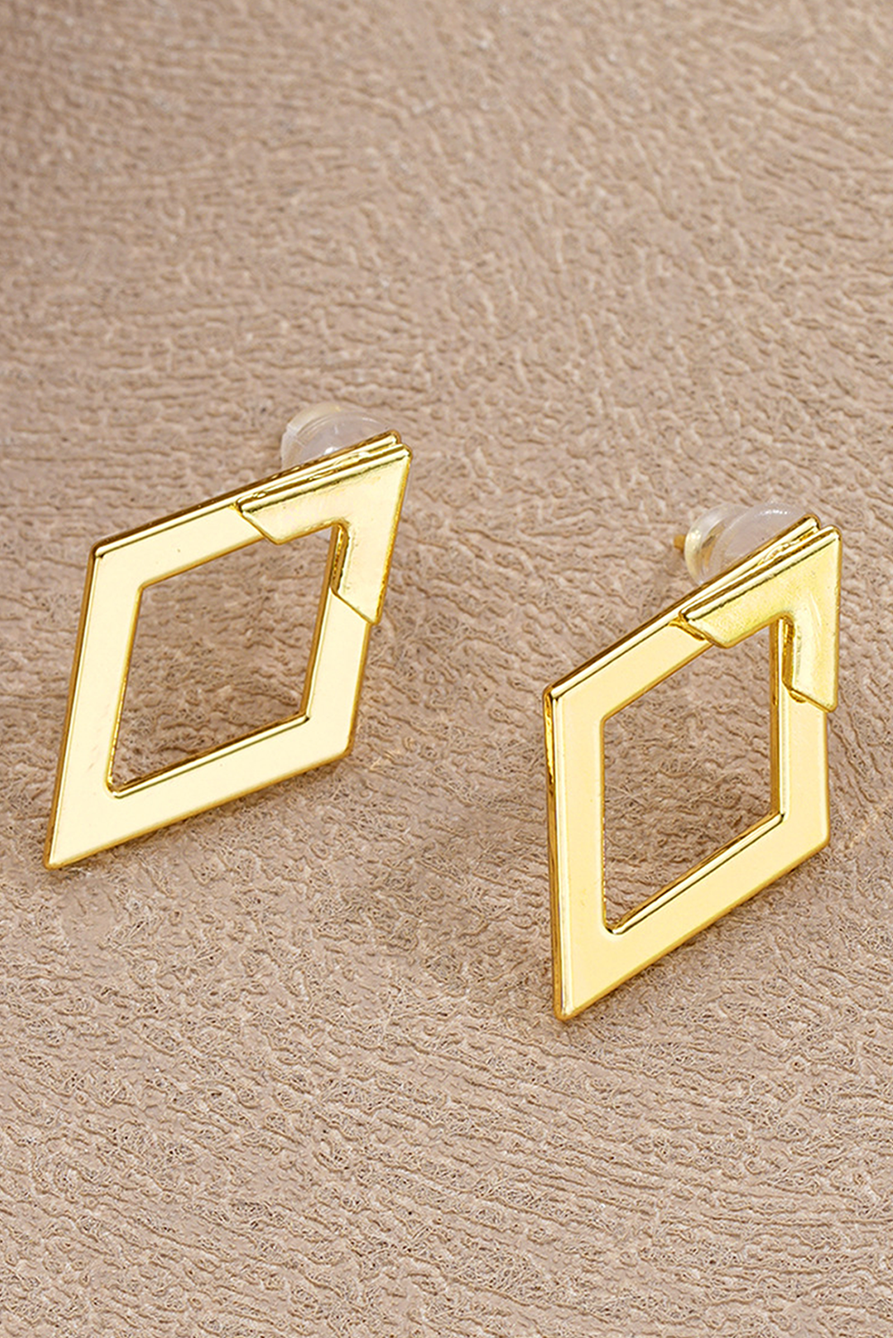 Rhombus Shape Plated Stud Earrings