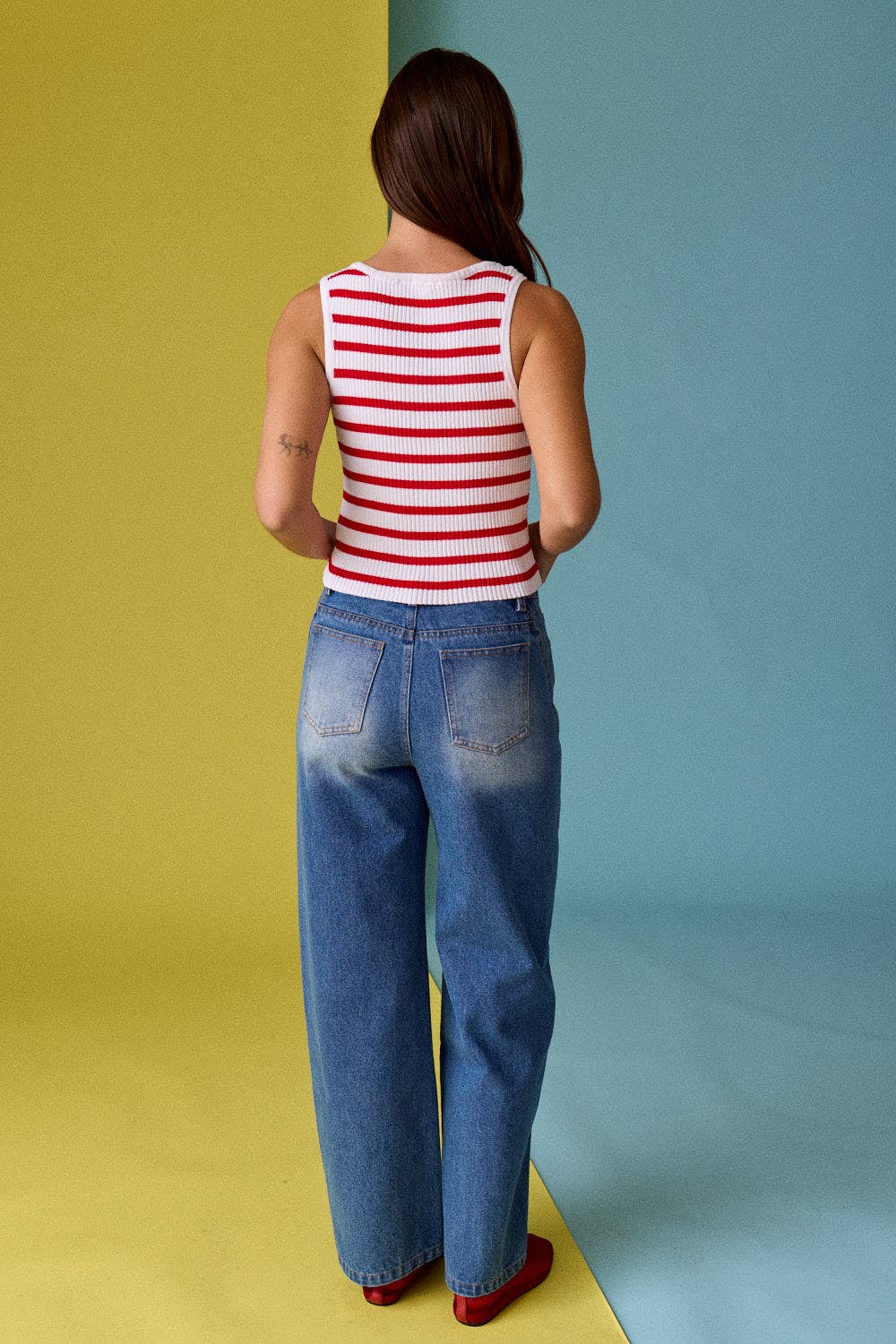 Striped Button Tank