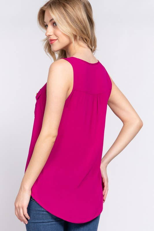 Buttoned Pocket Top