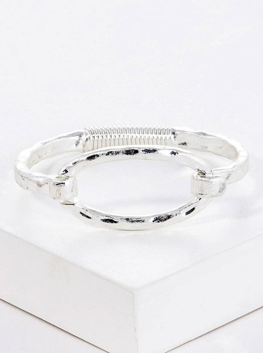 Hammered Metal Oval Bracelet