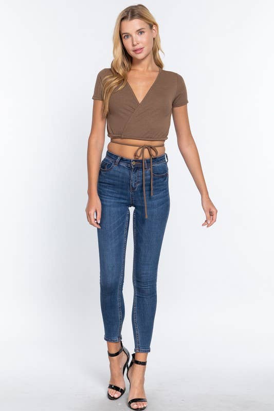 Waist String Wrap Top