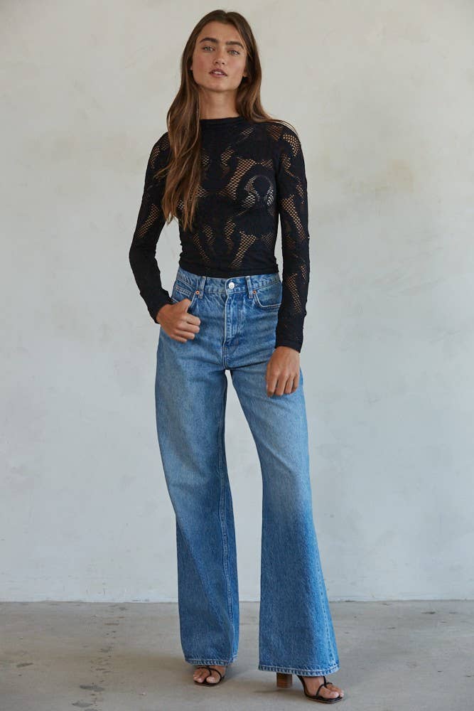 Jacquard Long Sleeve Top