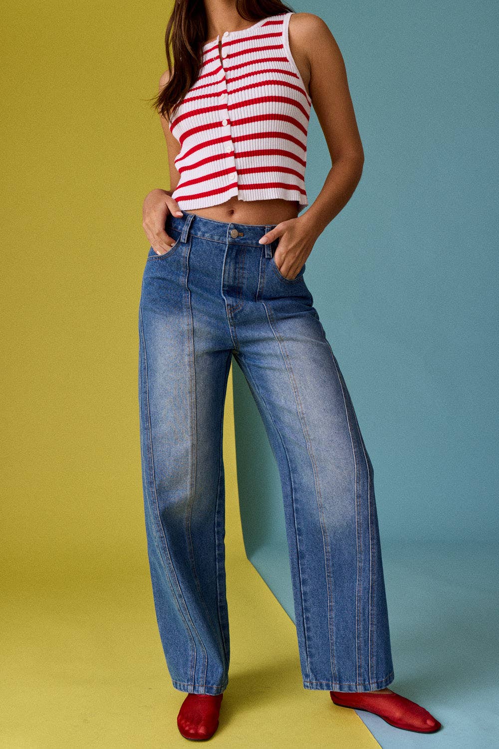 Striped Button Tank