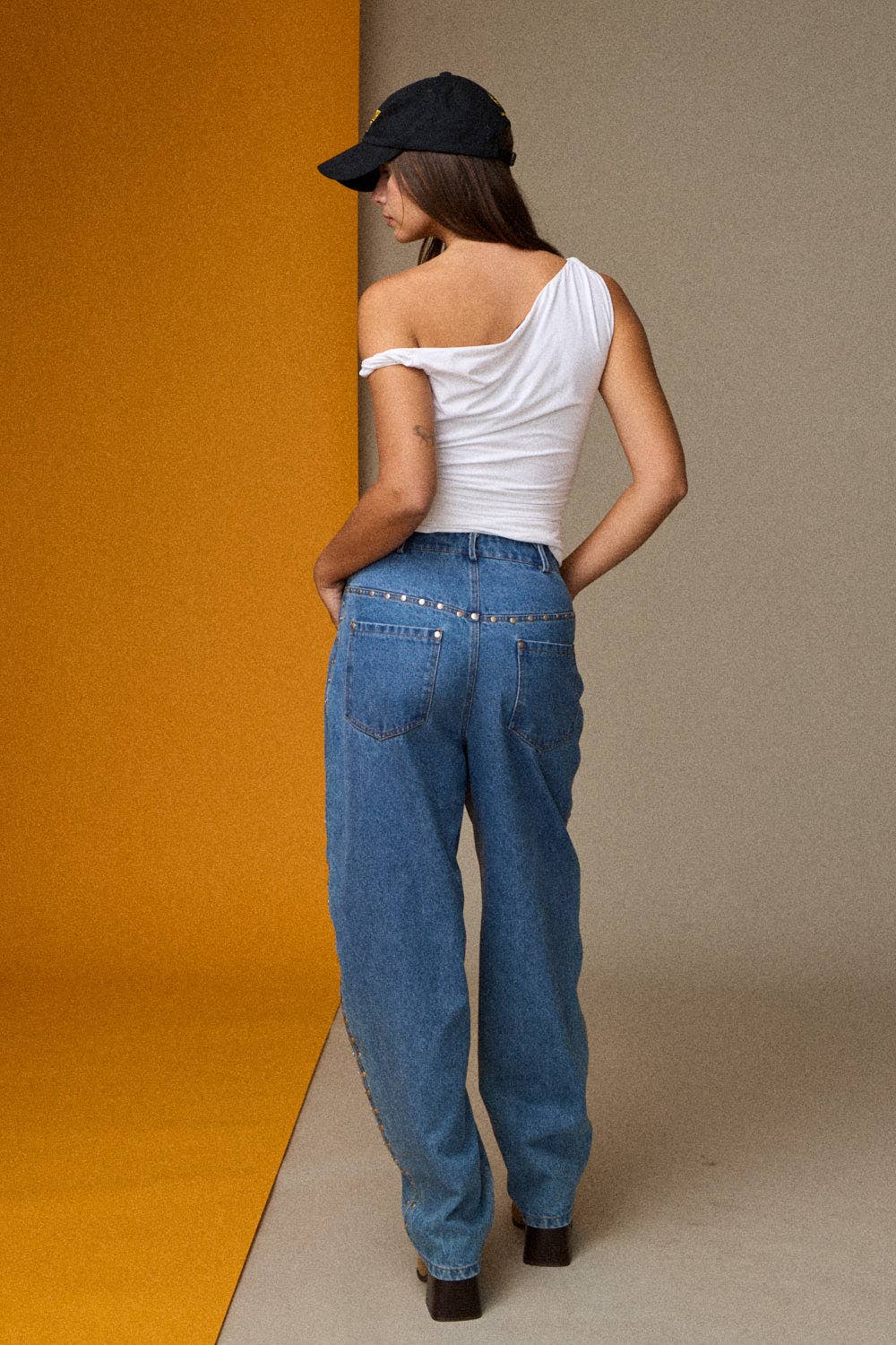 Rolled Sleeve Asymmetrical Top
