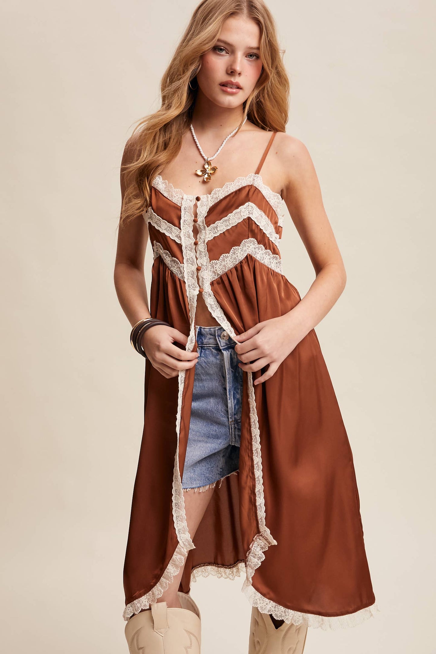 Lace Trim Maxi Top
