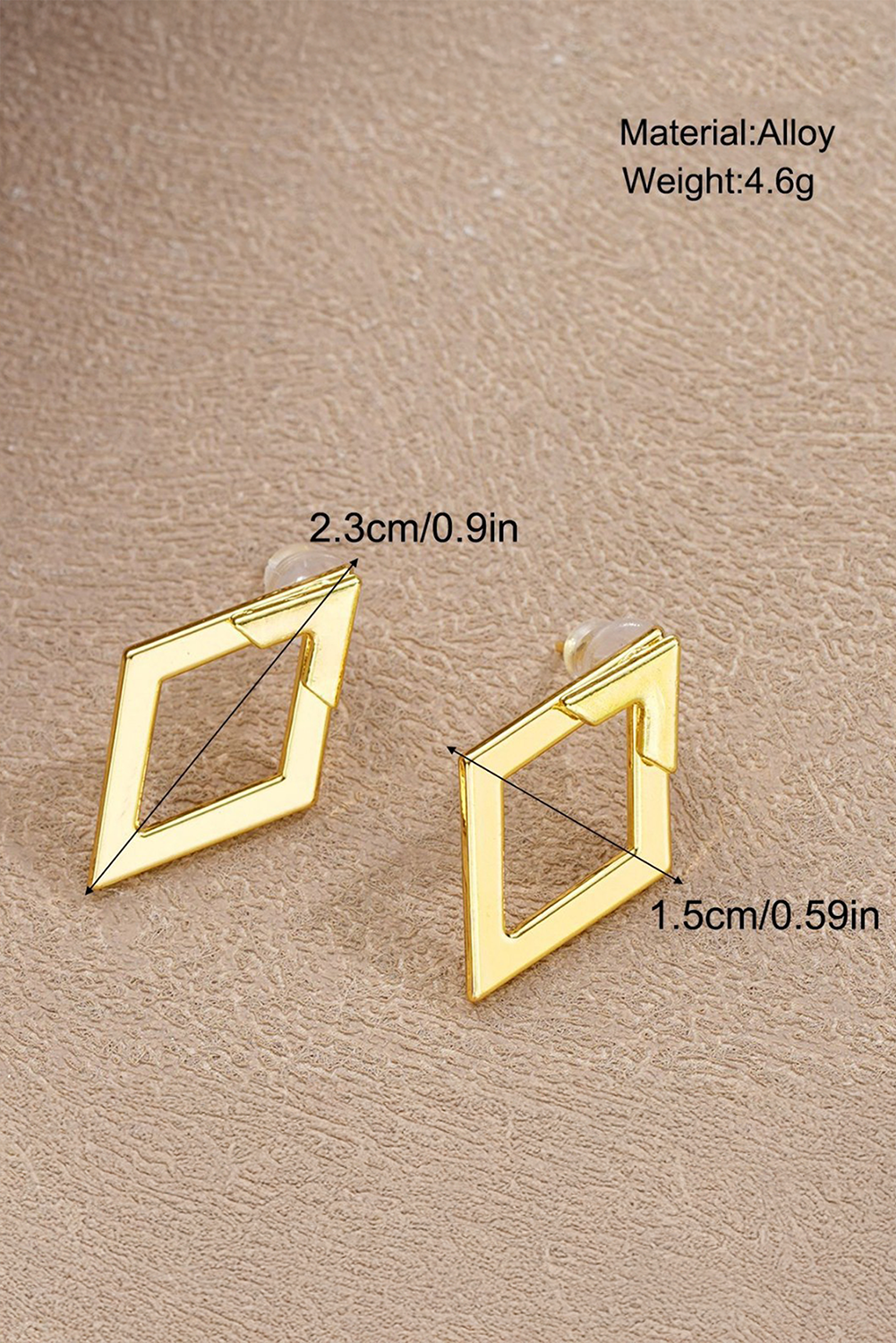 Rhombus Shape Plated Stud Earrings