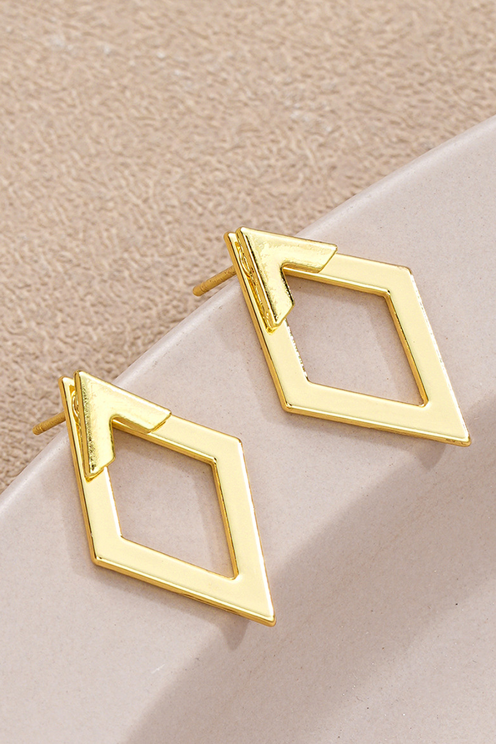 Rhombus Shape Plated Stud Earrings