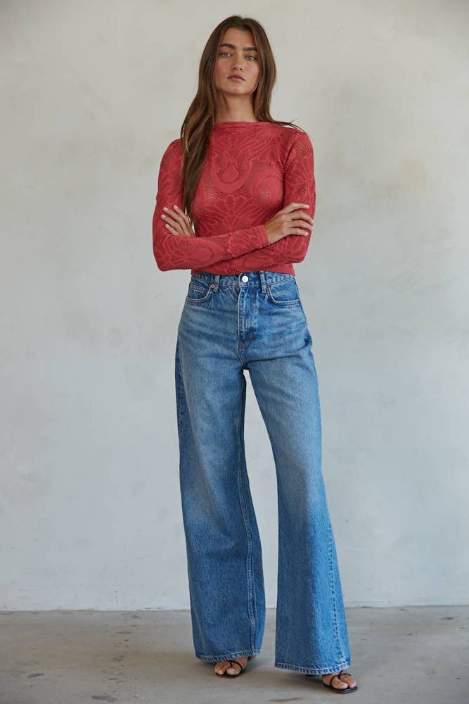 Jacquard Long Sleeve Top