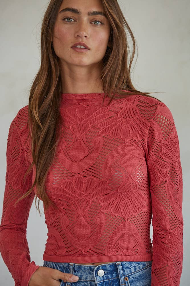 Jacquard Long Sleeve Top