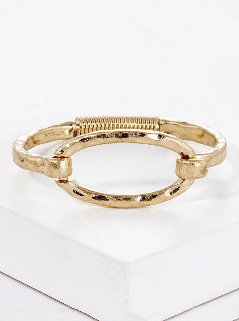 Hammered Metal Oval Bracelet