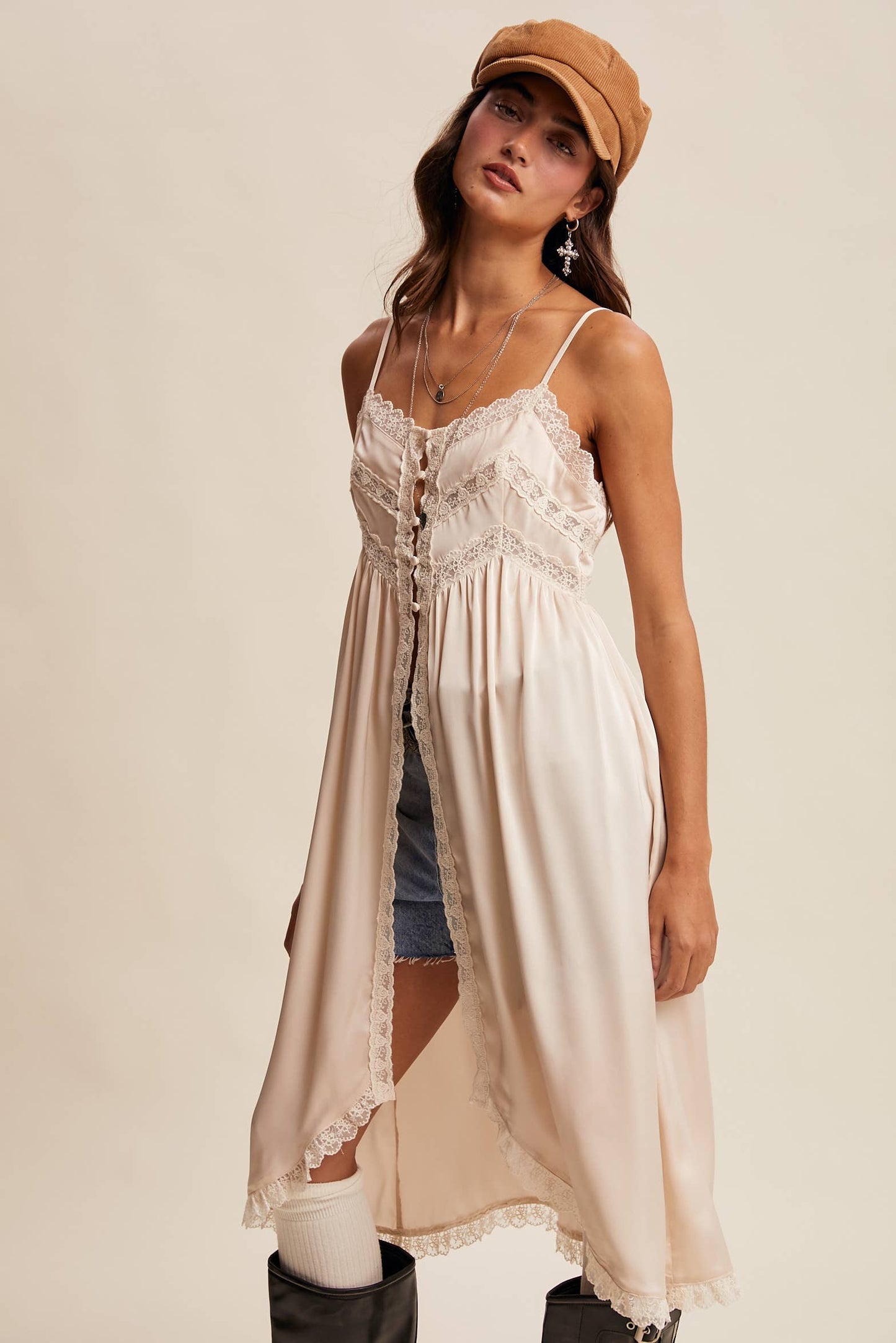 Lace Trim Maxi Top