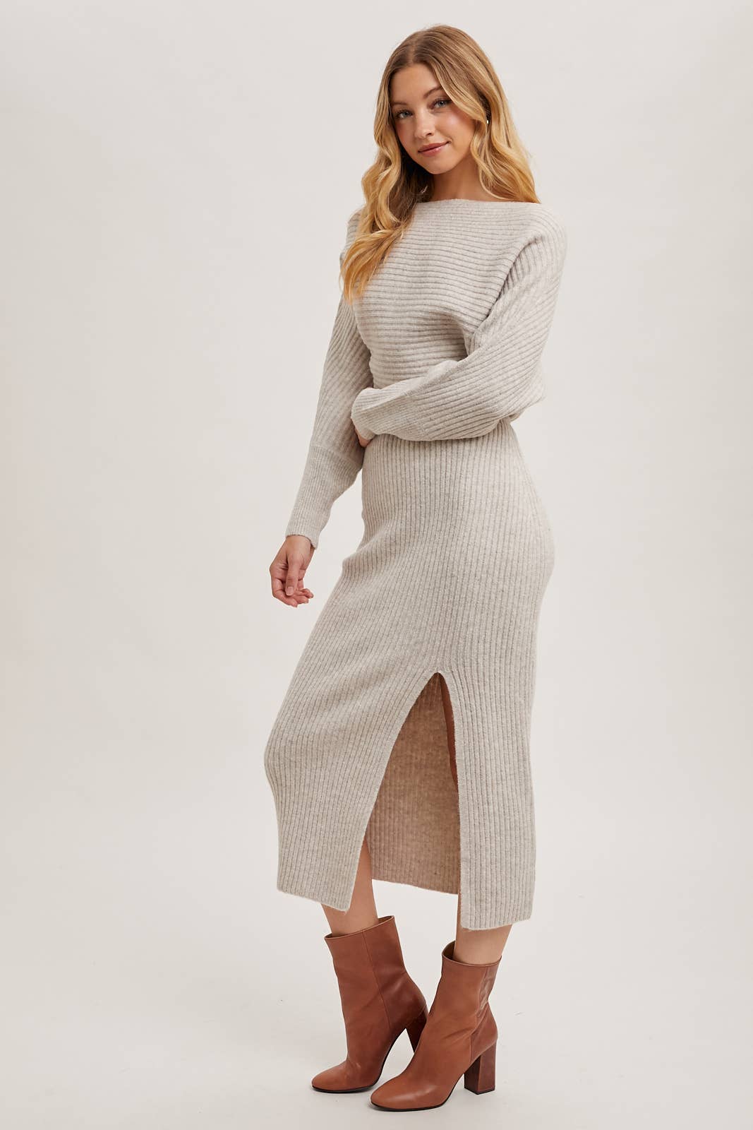 Side Slit Sweater Dress