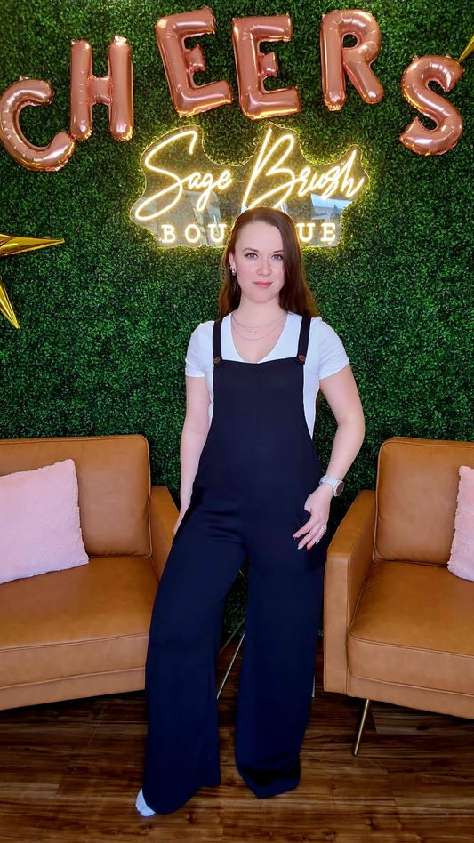 Solid Rib Overall Jumpsuit